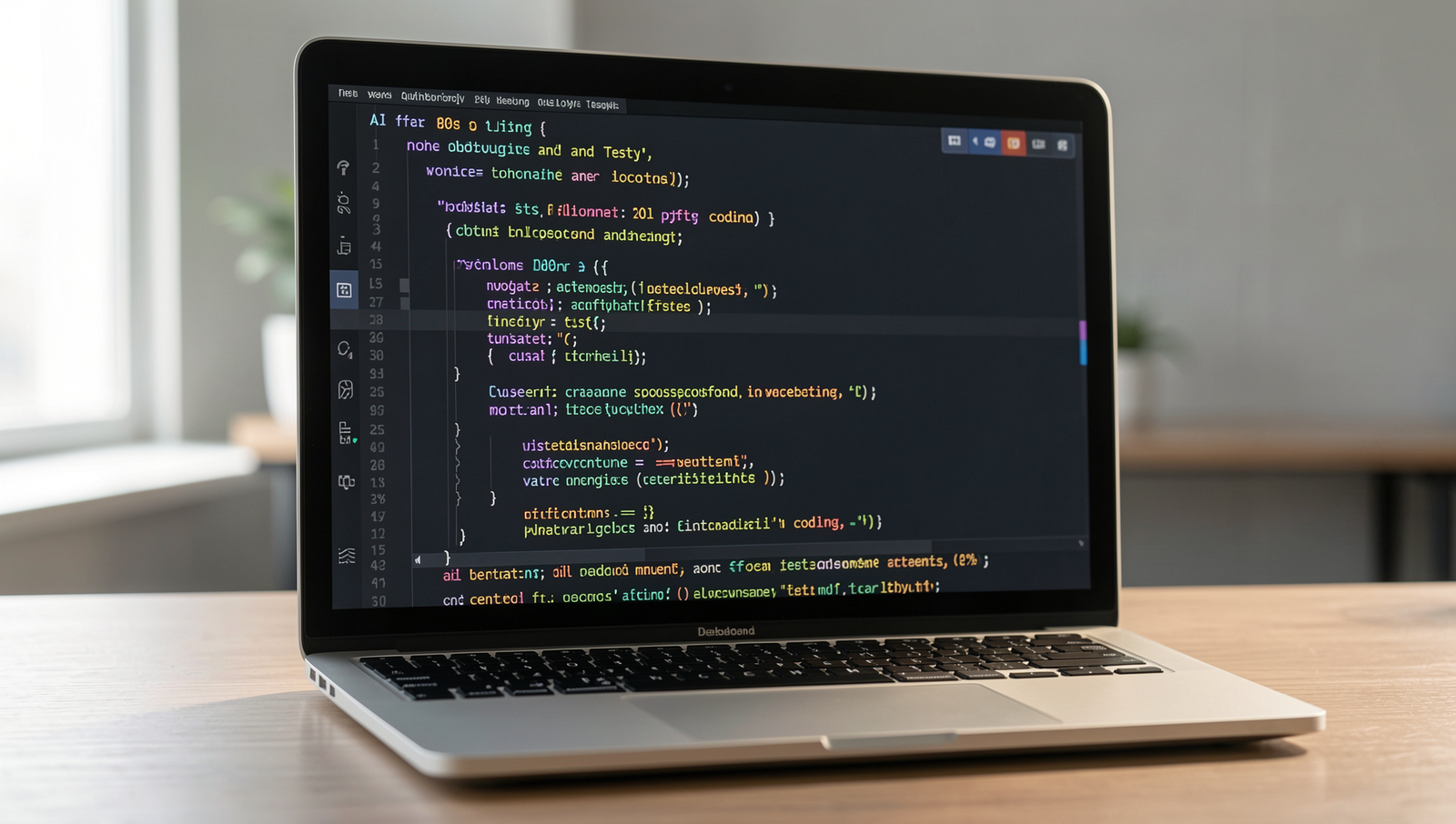 Detailed graphic of AI debugging code with realistic lighting and sharp focus.