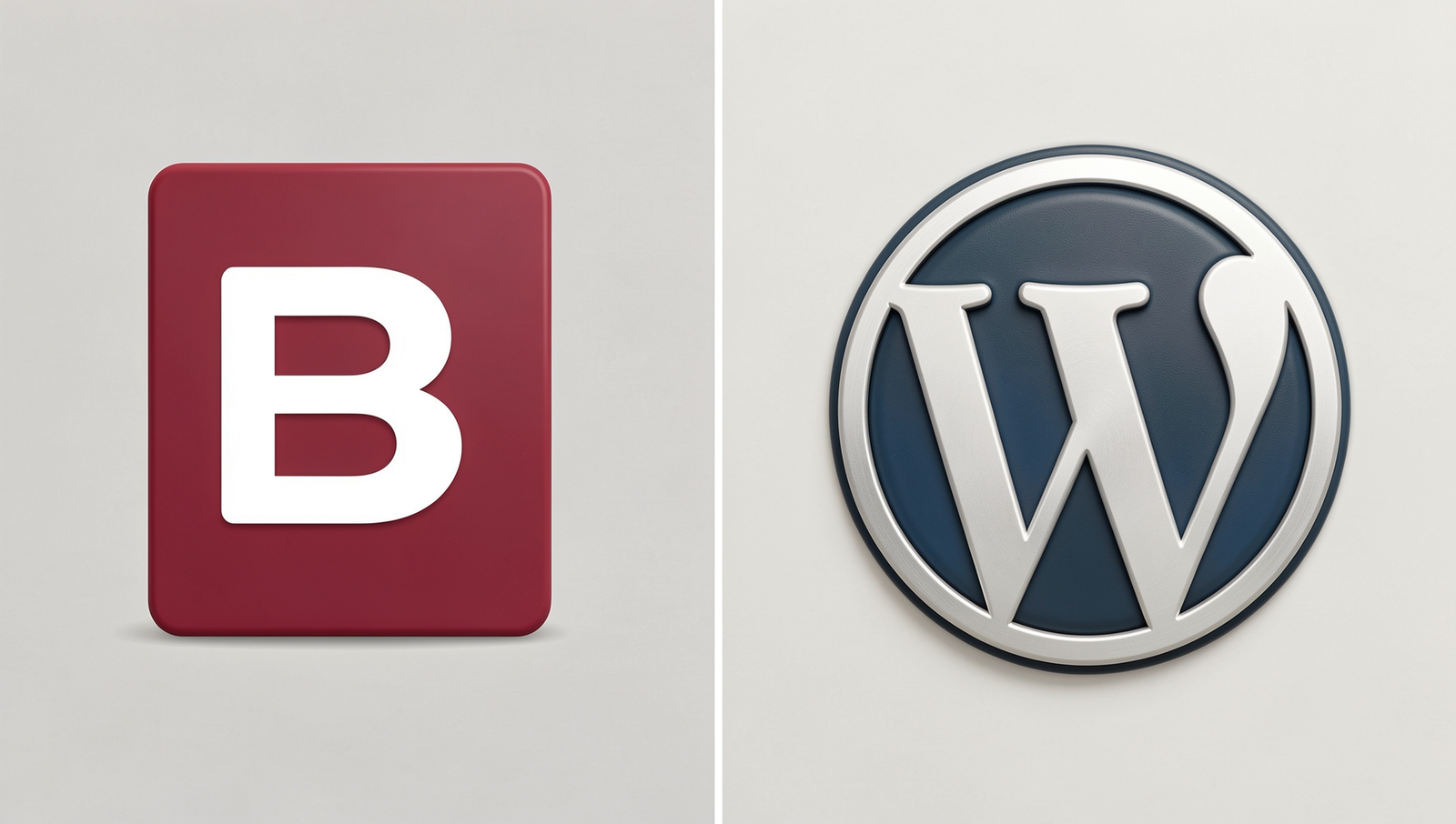 Split image featuring Blogger and WordPress logos for blogging platform comparison.