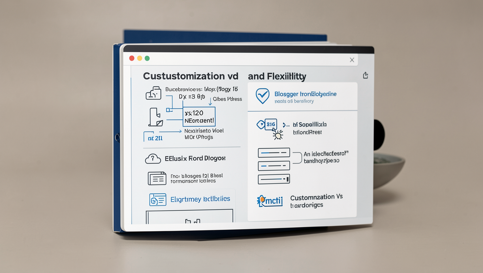 Detailed comparison of customization options for Blogger and WordPress platforms.