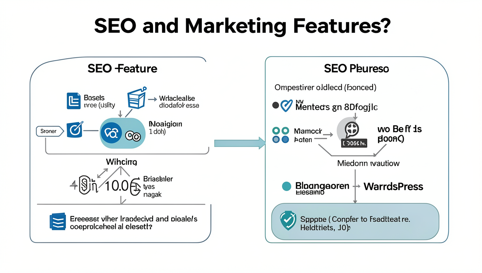 Infographic comparing SEO features of Blogger and WordPress for blogging.