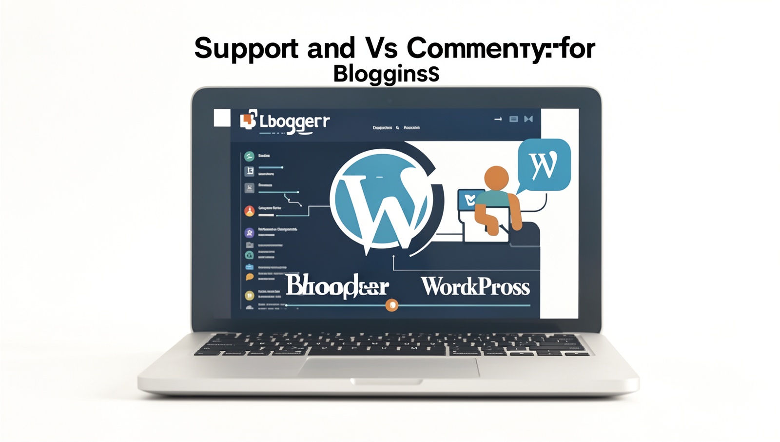 Illustration of community support for Blogger and WordPress platforms.
