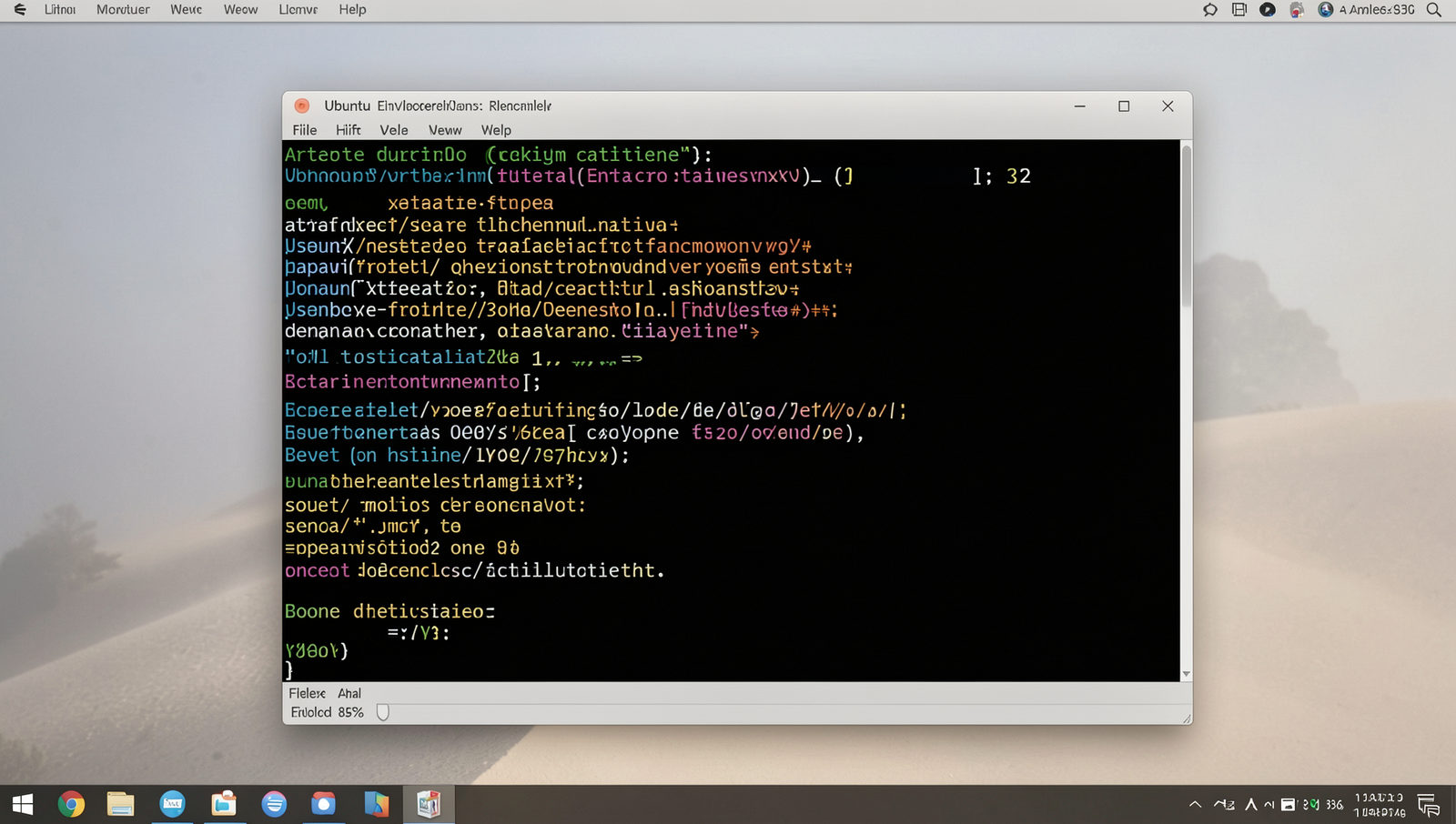 Photorealistic terminal displaying the activation of a virtual environment in Linux.