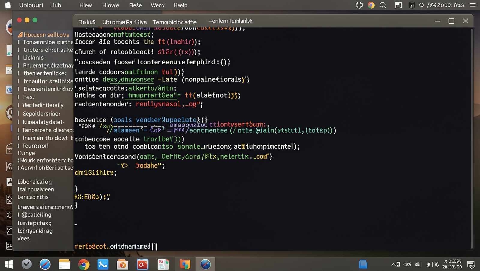 Code snippet demonstrating render_template function in Flask on a Linux desktop.