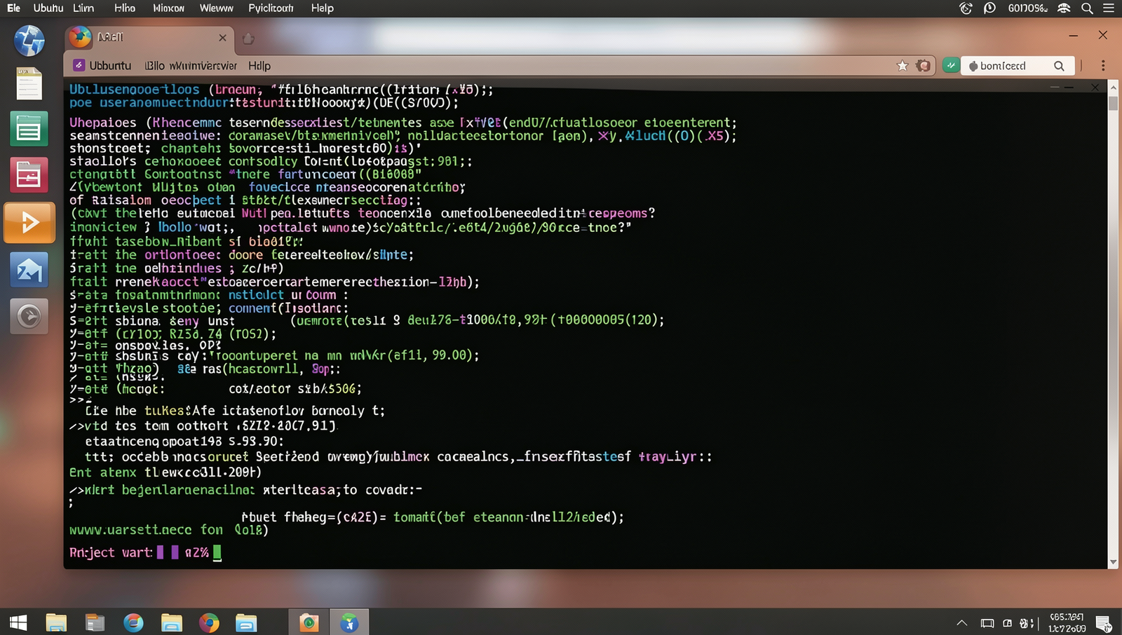 Realistic Linux desktop showing a project creation form in a terminal application.