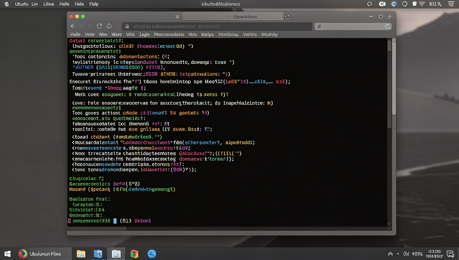 Realistic Linux desktop displaying model evaluation metrics on a computer screen.