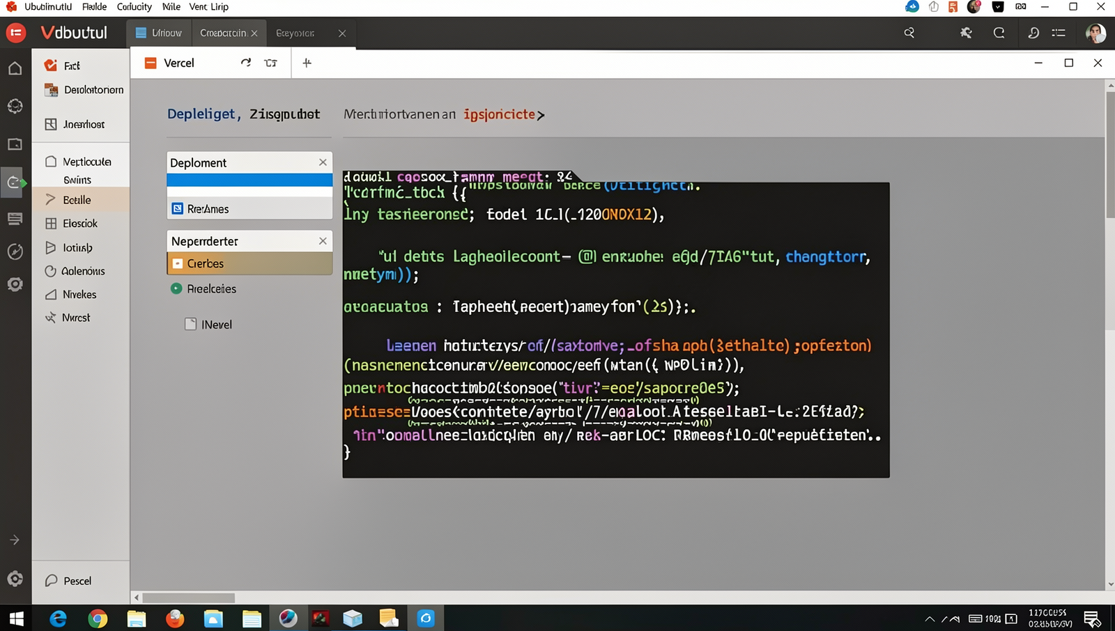 Screenshot of Vercel dashboard showing Next.js application deployment process.