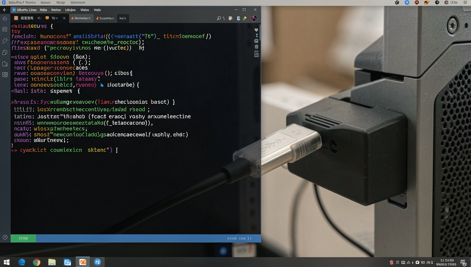 Connecting a USB device to a server with a Linux desktop interface.