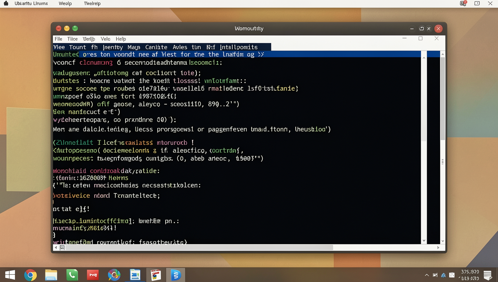Photorealistic terminal displaying the mount command on a Linux desktop.