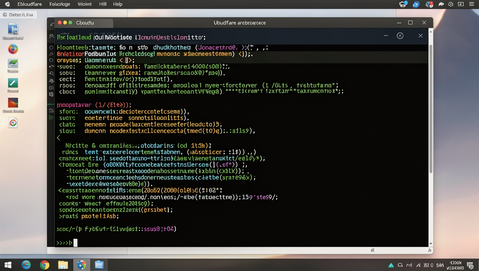 Realistic computer screen showing Cloudflare account creation process in Linux UI.
