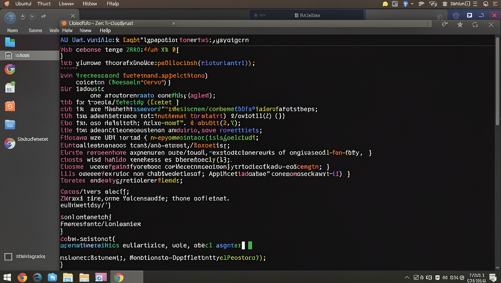 Realistic Linux desktop showing Cloudflare Zero Trust application configuration.