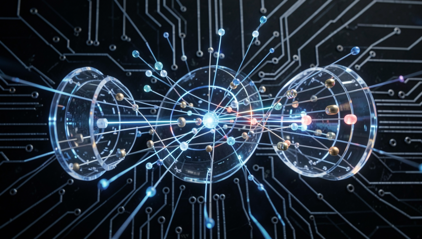 Detailed illustration of quantum bits (qubits) in superposition, showcasing quantum computing concepts.