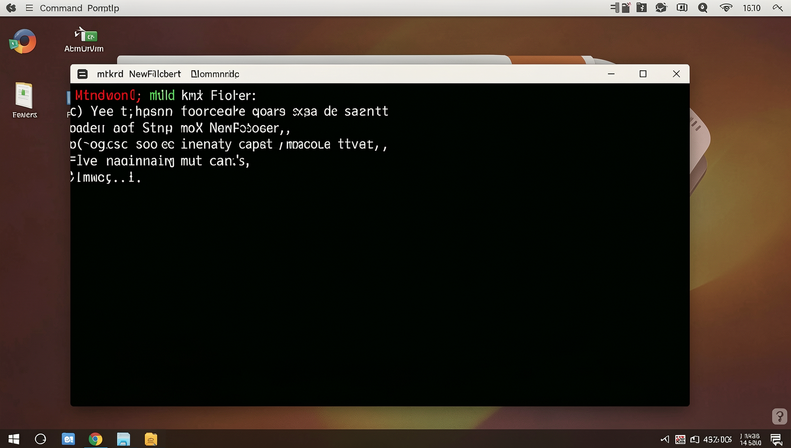 Command Prompt screenshot showing 'mkdir NewFolder' command execution.