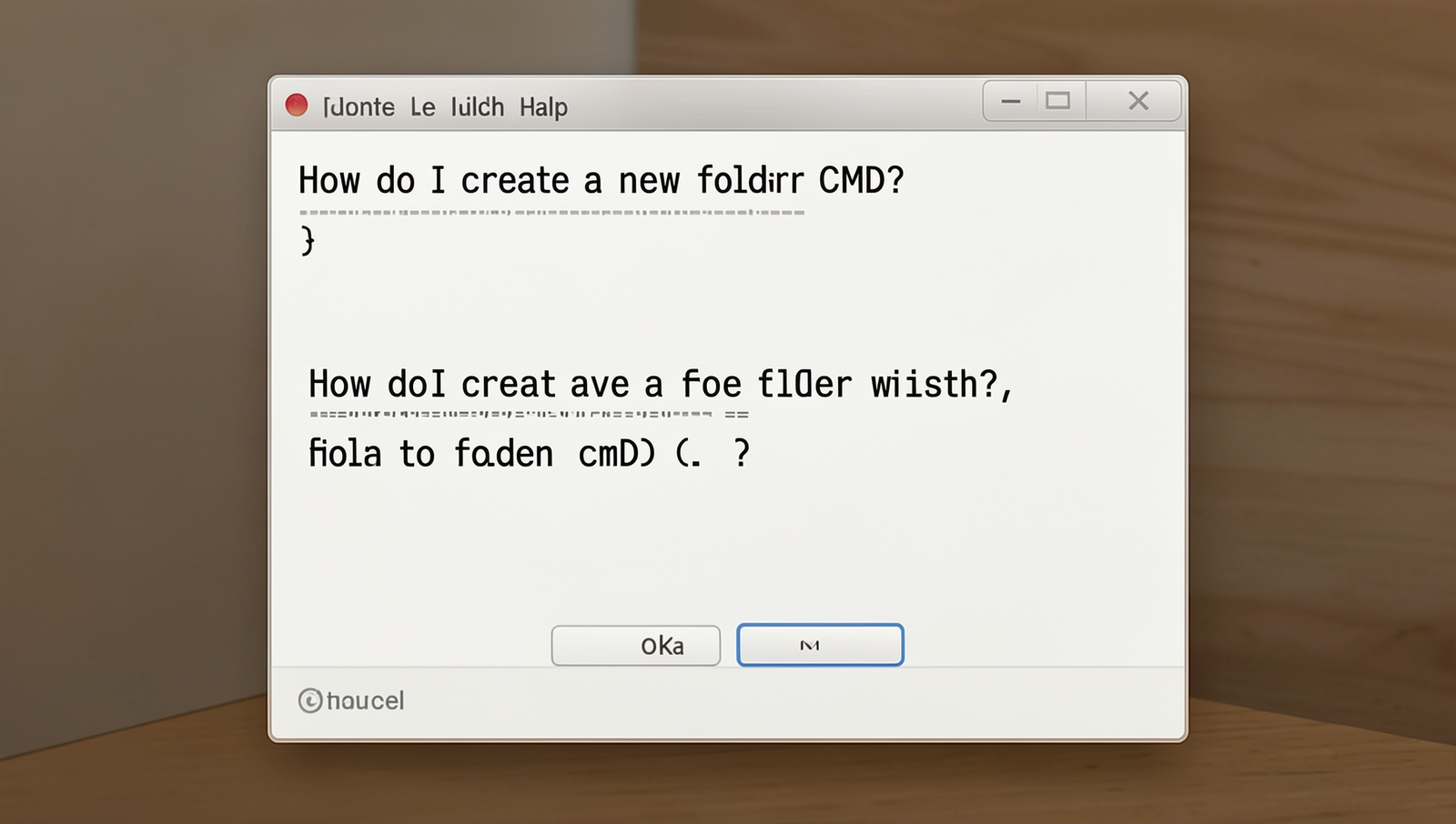 Illustration showing CMD commands to create a new folder in Windows.