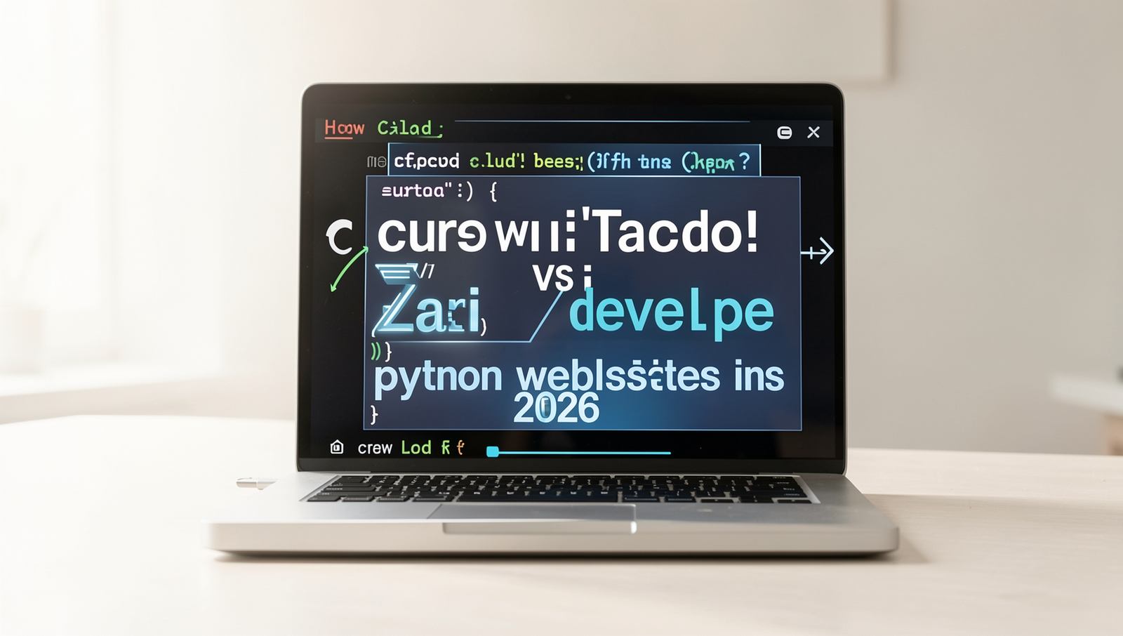 Comparison diagram of Claude Code, Cursor AI, and Z AI for Python web development in 2026.