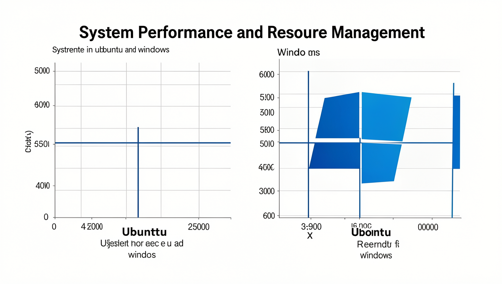 Graph comparing system resource usage of Ubuntu and Windows in a detailed format.