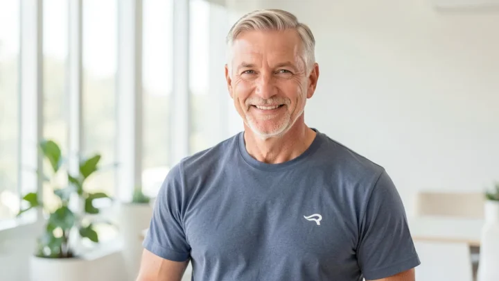 Featured image: Professional featured image for health article: 80+ Men's Health Fitness: A Complete Guide. Positive