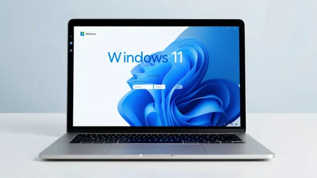 Featured image: Professional featured image for: How to install windows 11 on proxmox. Modern laptop showing Windows
