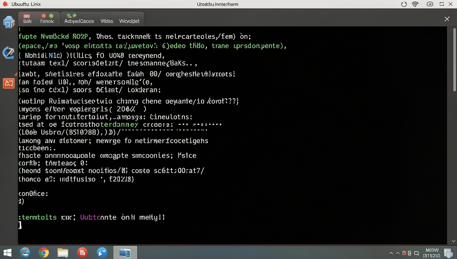 Close-up of a Linux terminal displaying system update command in natural lighting.
