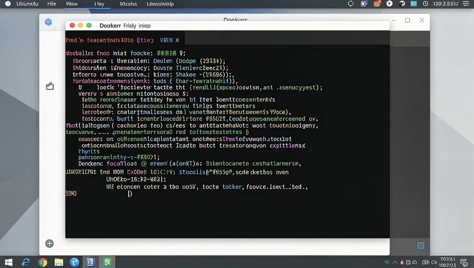 Photorealistic terminal displaying Docker installation on a Linux desktop.