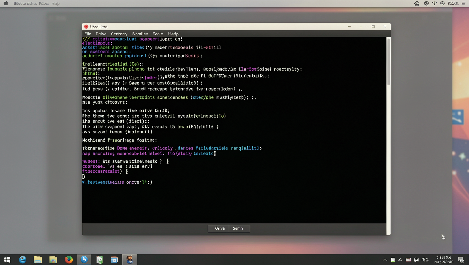 Linux installer drive selection screen with realistic UI and natural lighting.
