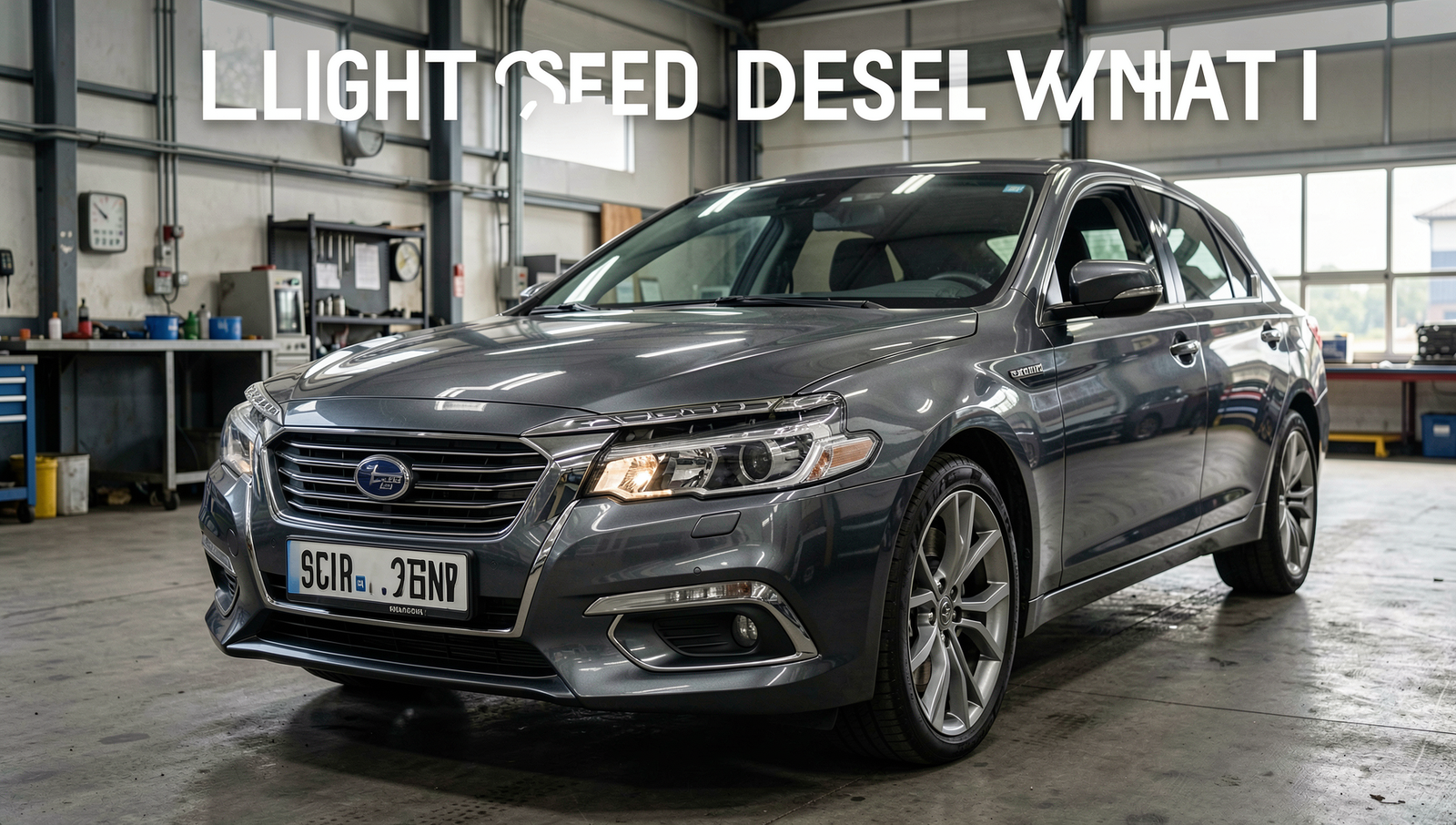 Photorealistic image of diesel engine technology in a professional setting.