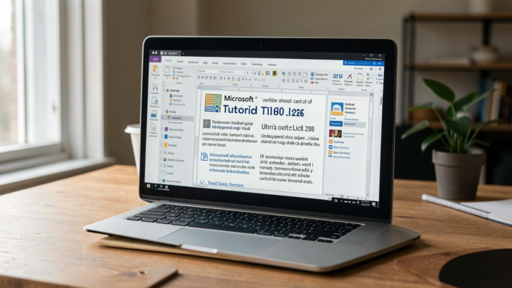 Professional editorial photo of a Microsoft Word tutorial setup with natural lighting.