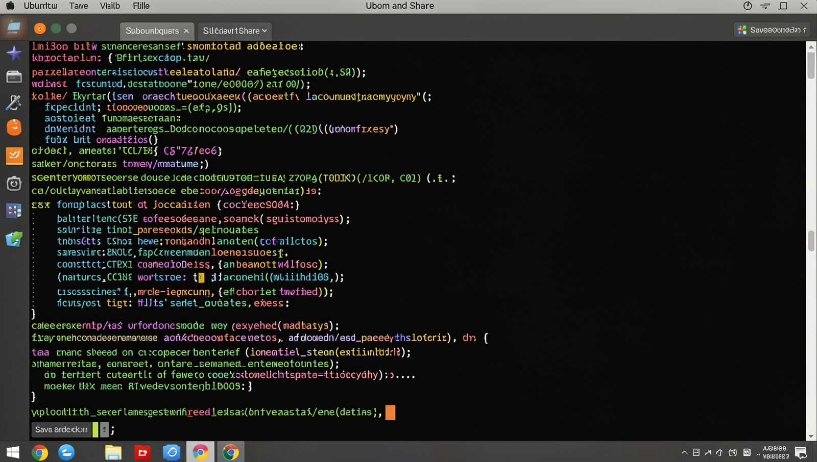 Screenshot of save and share options on a Linux desktop application interface.