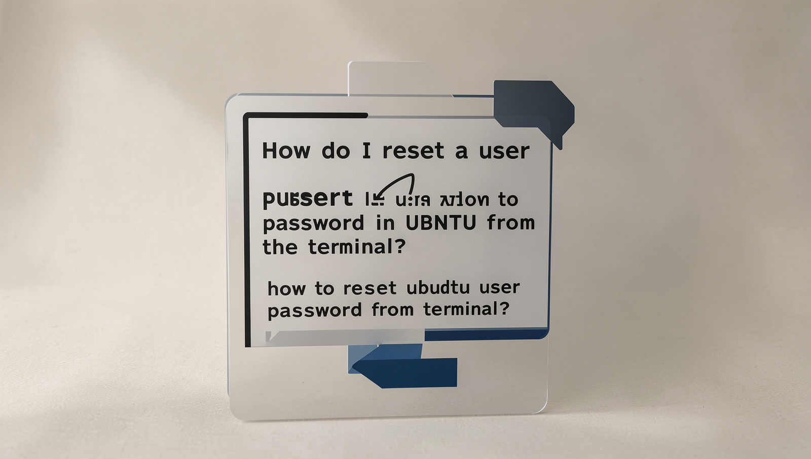 Diagram showing steps to reset a user password in Ubuntu terminal.