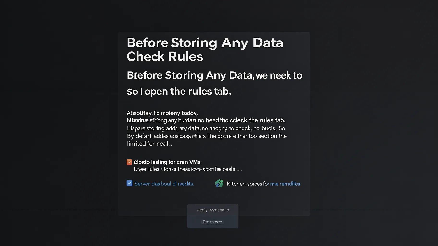 Before Storing Any Data Check Rules