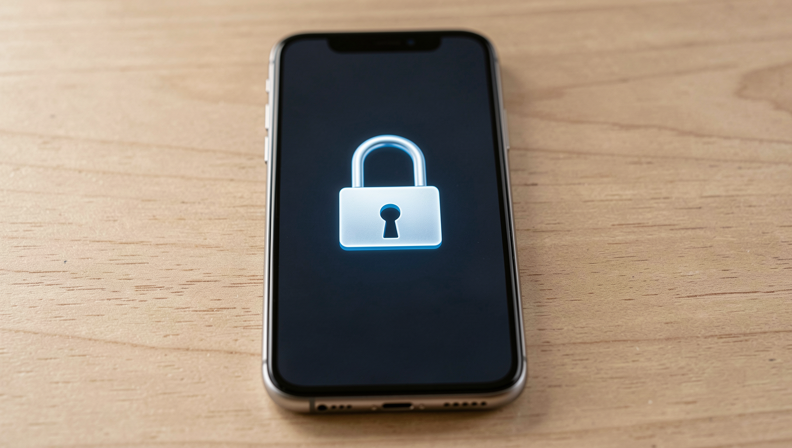 A lock symbol overlaying a smartphone, symbolizing data security risks.
