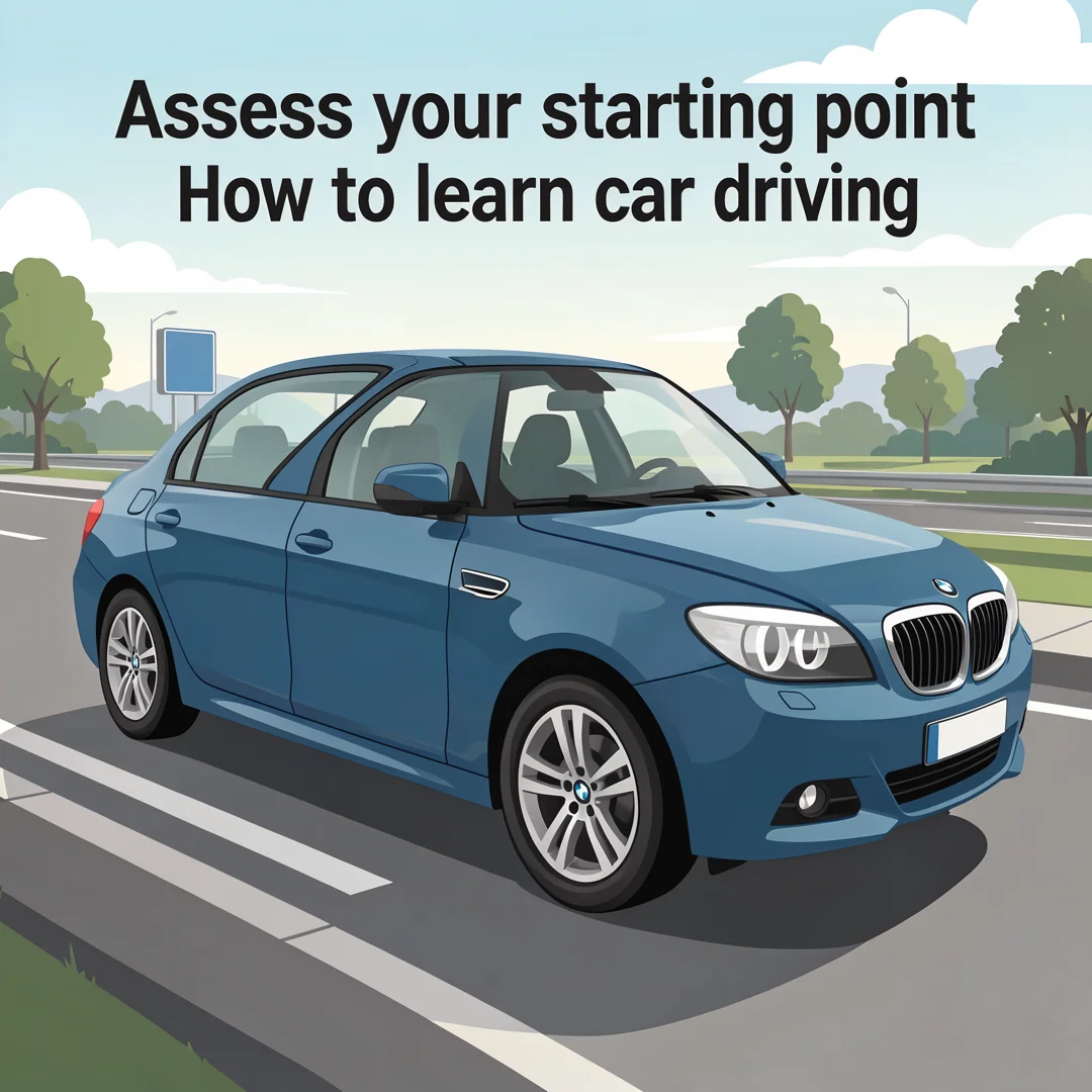 Step 2: Illustration for step: Assess your starting point related to How to learn car driving, professional