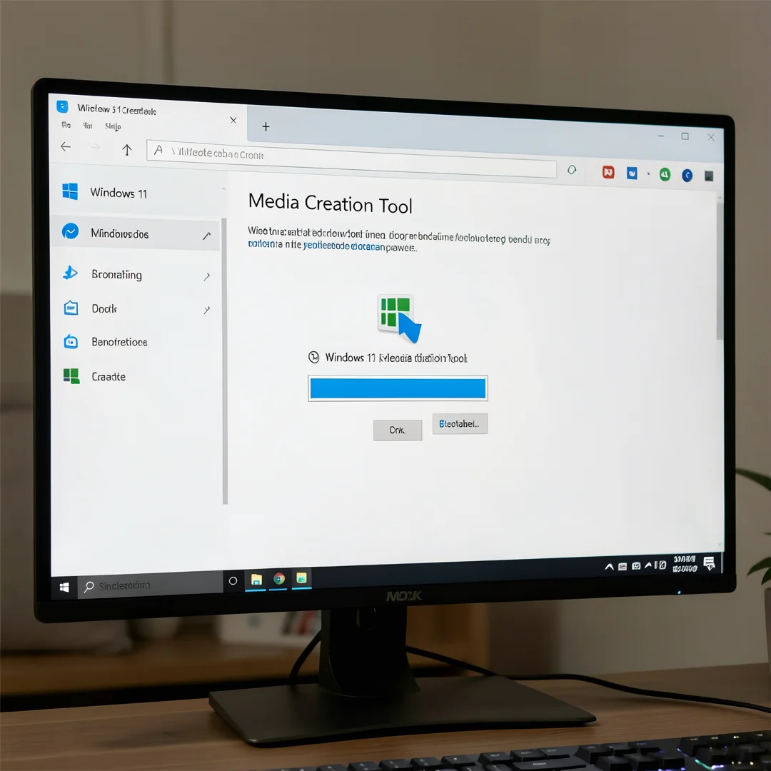 Step 3: Windows 11 Media Creation Tool creating bootable USB drive on a computer screen