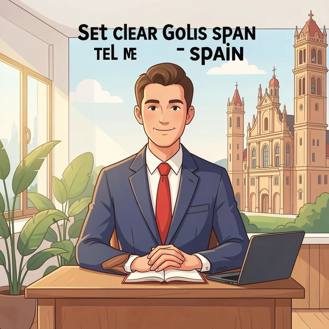 Step 3: Illustration for step: Set clear goals related to tel me about spain, professional educational style