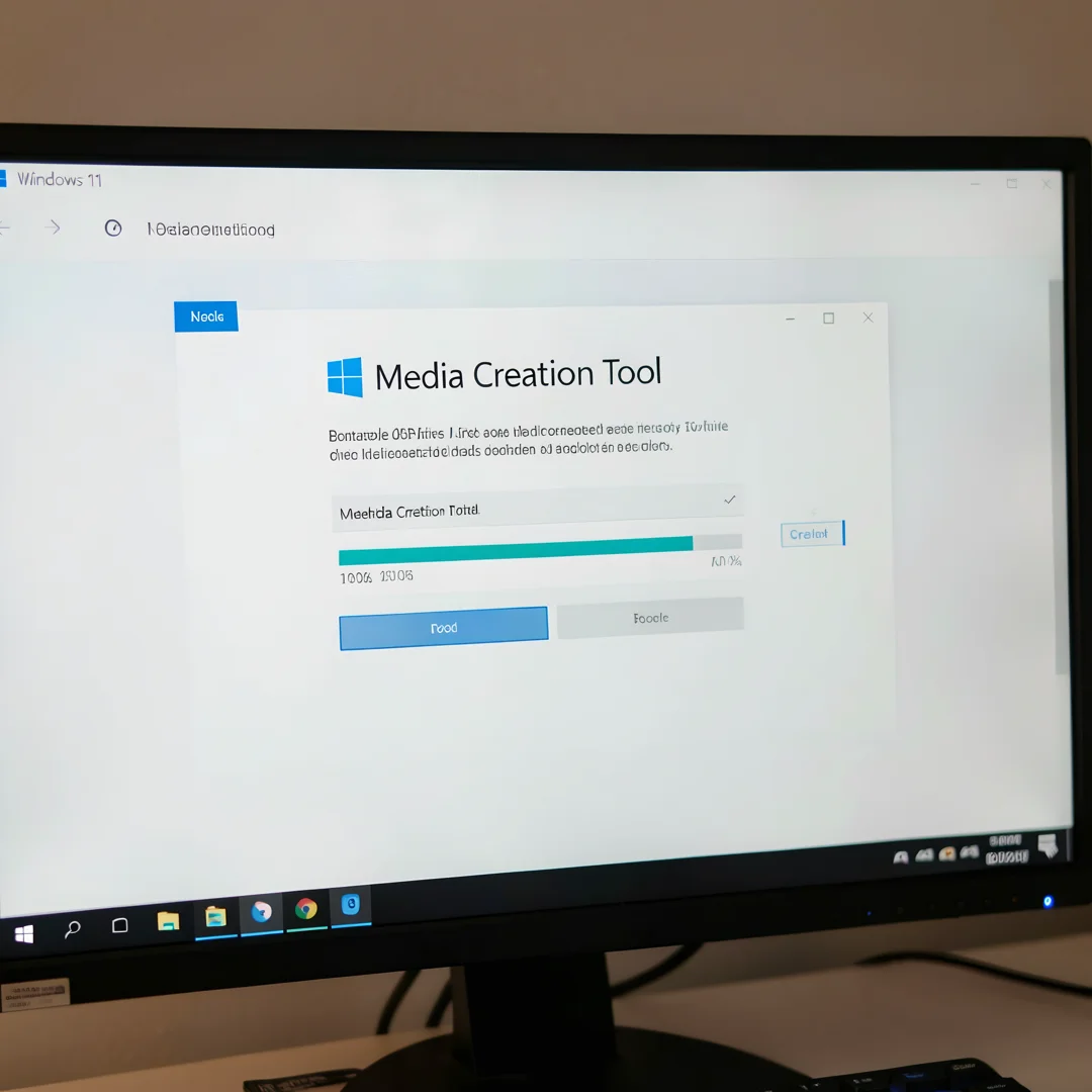 Step 3: Windows 11 Media Creation Tool creating bootable USB drive on a computer screen
