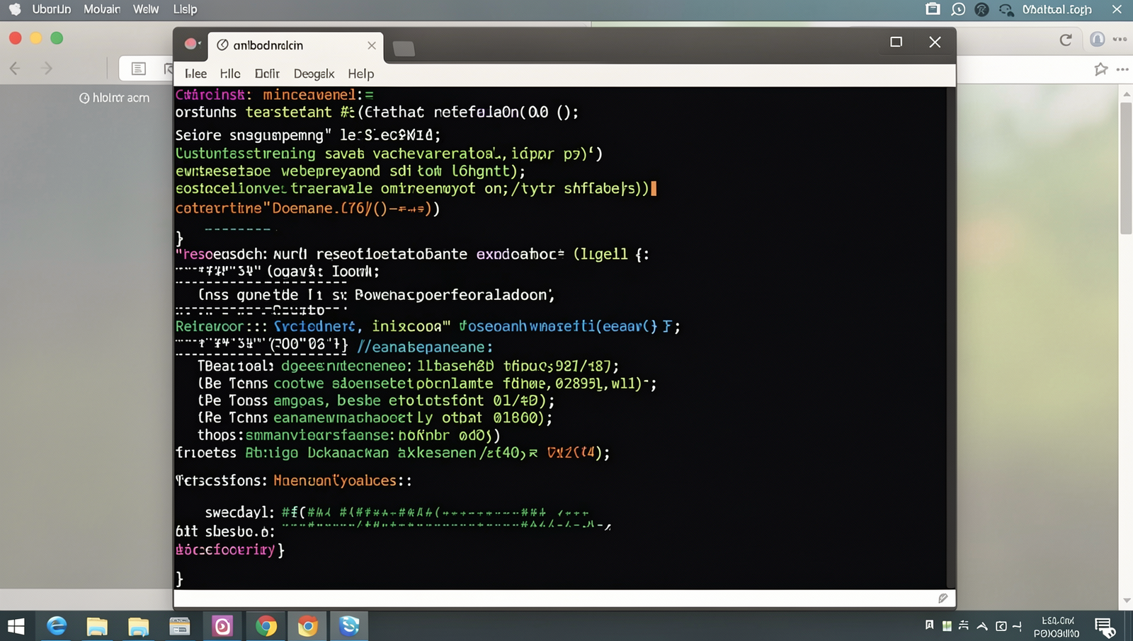 Realistic computer screen showing domain registration process in Linux UI.