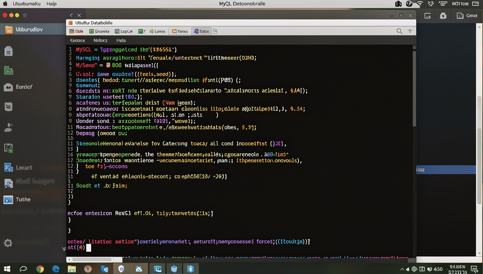 Screenshot of MySQL database creation on a Linux desktop terminal.