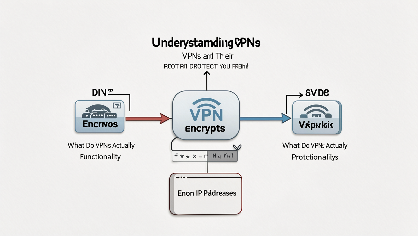 Detailed diagram showing VPN encryption and IP masking process.