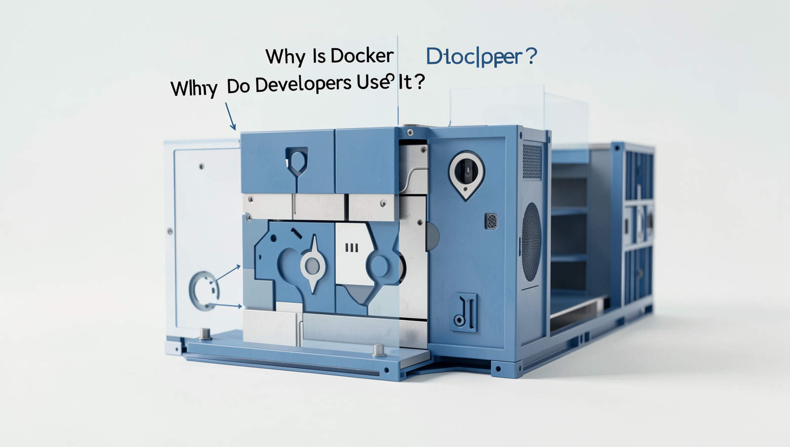Diagram illustrating Docker's benefits for developers, including containerization and portability.
