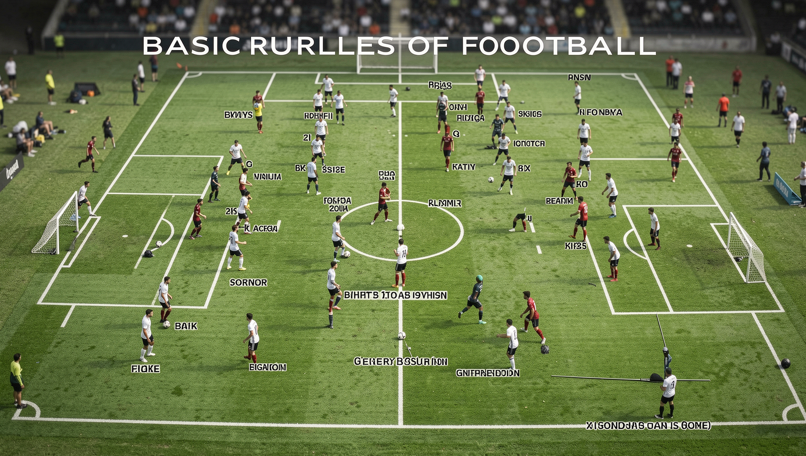 Detailed infographic illustrating football rules and player positions in natural lighting.