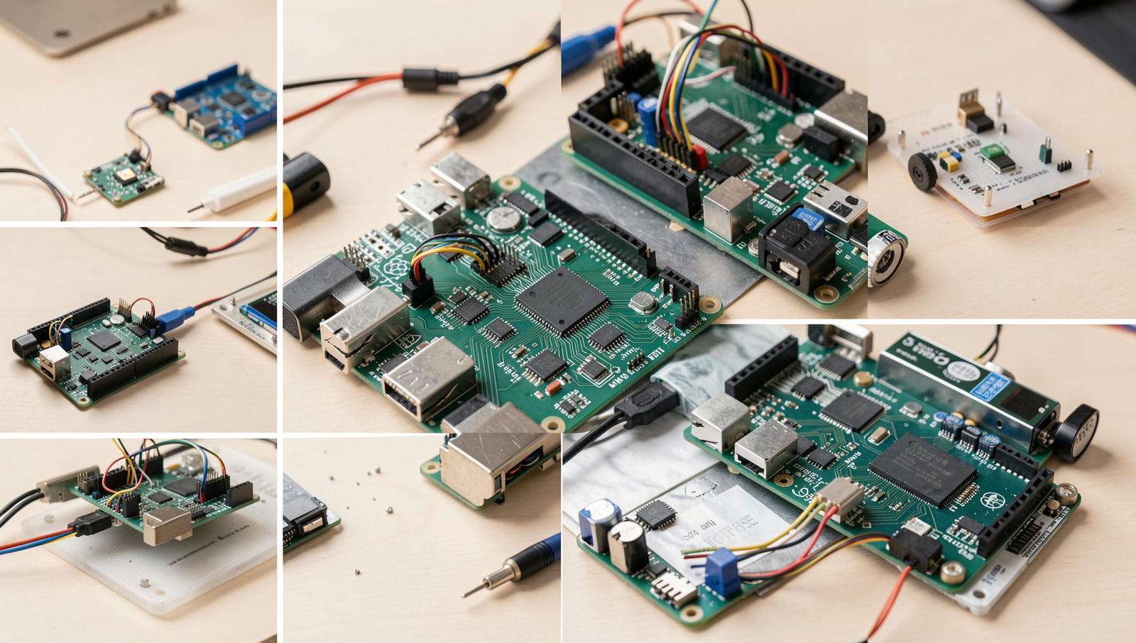 Collage of diverse Raspberry Pi projects showcasing creativity and technical skills.
