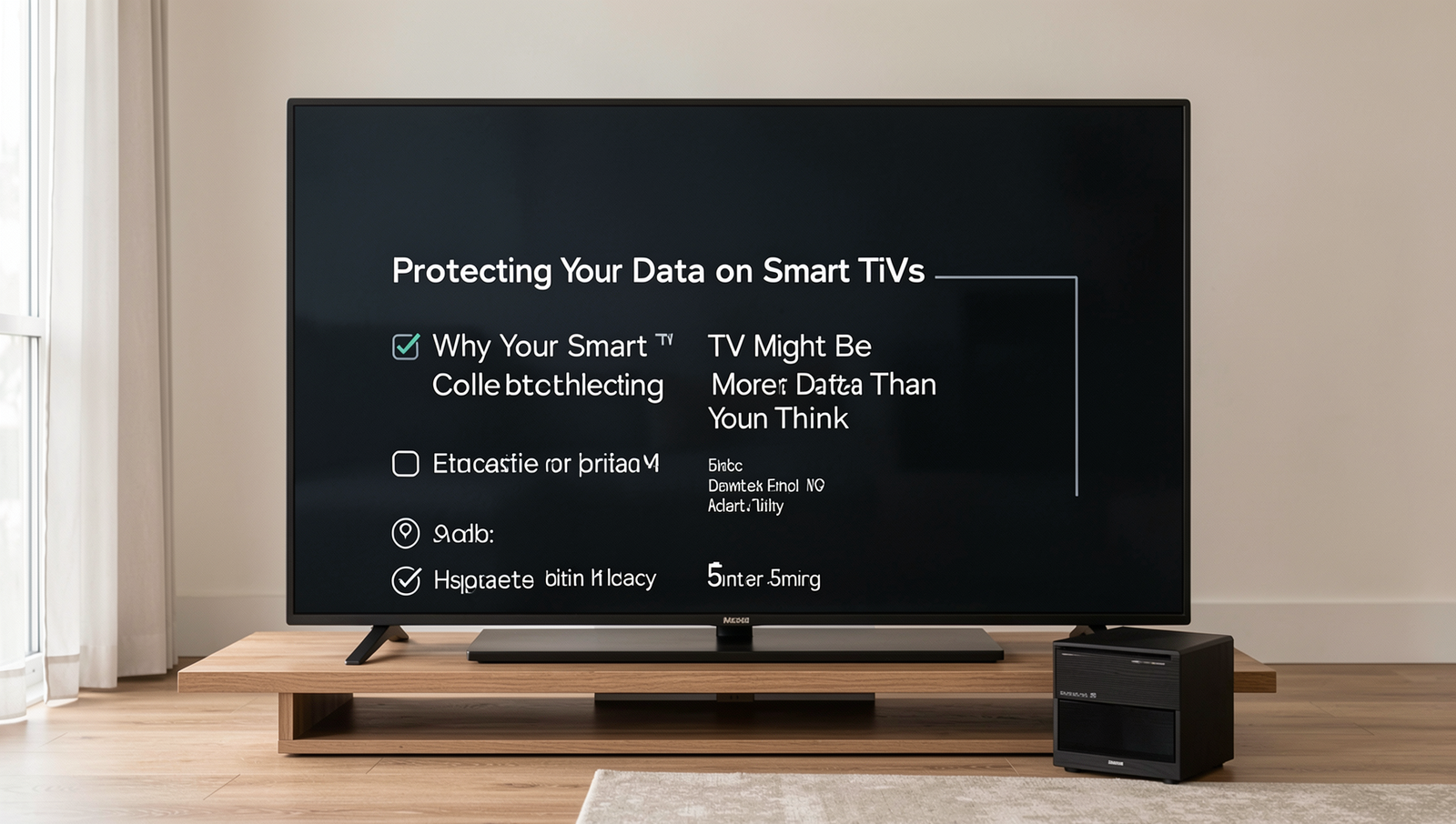 Checklist for enhancing privacy on smart TVs with detailed steps.