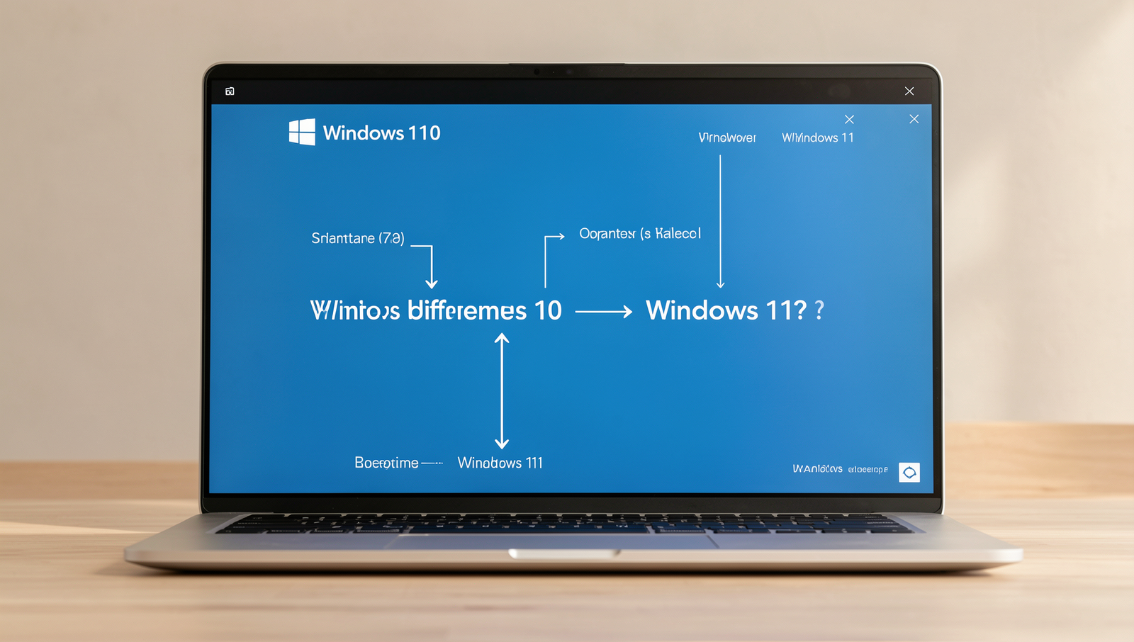 Diagram illustrating key differences between Windows 10 and Windows 11 features.