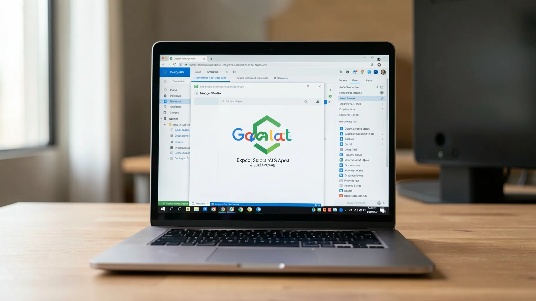 Before exporting the project, I'll launch Android Studio — visual for studio