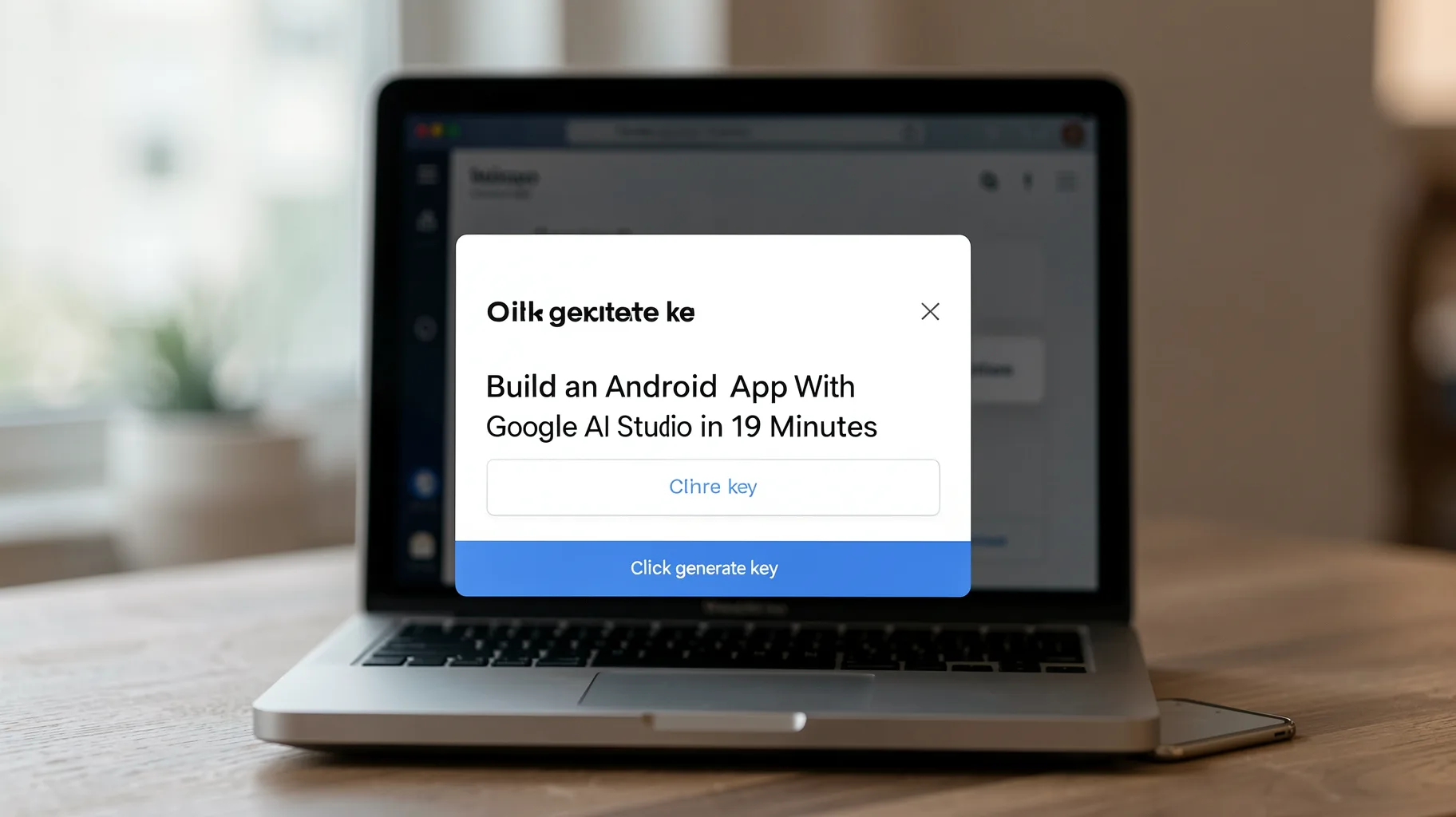 When the pop-up appears, click generate key — visual for now
