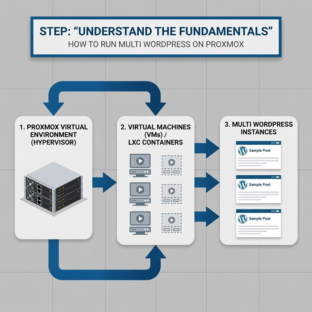 Step 1: Illustration for step: Understand the fundamentals related to How to run multi wordpress on proxmox,