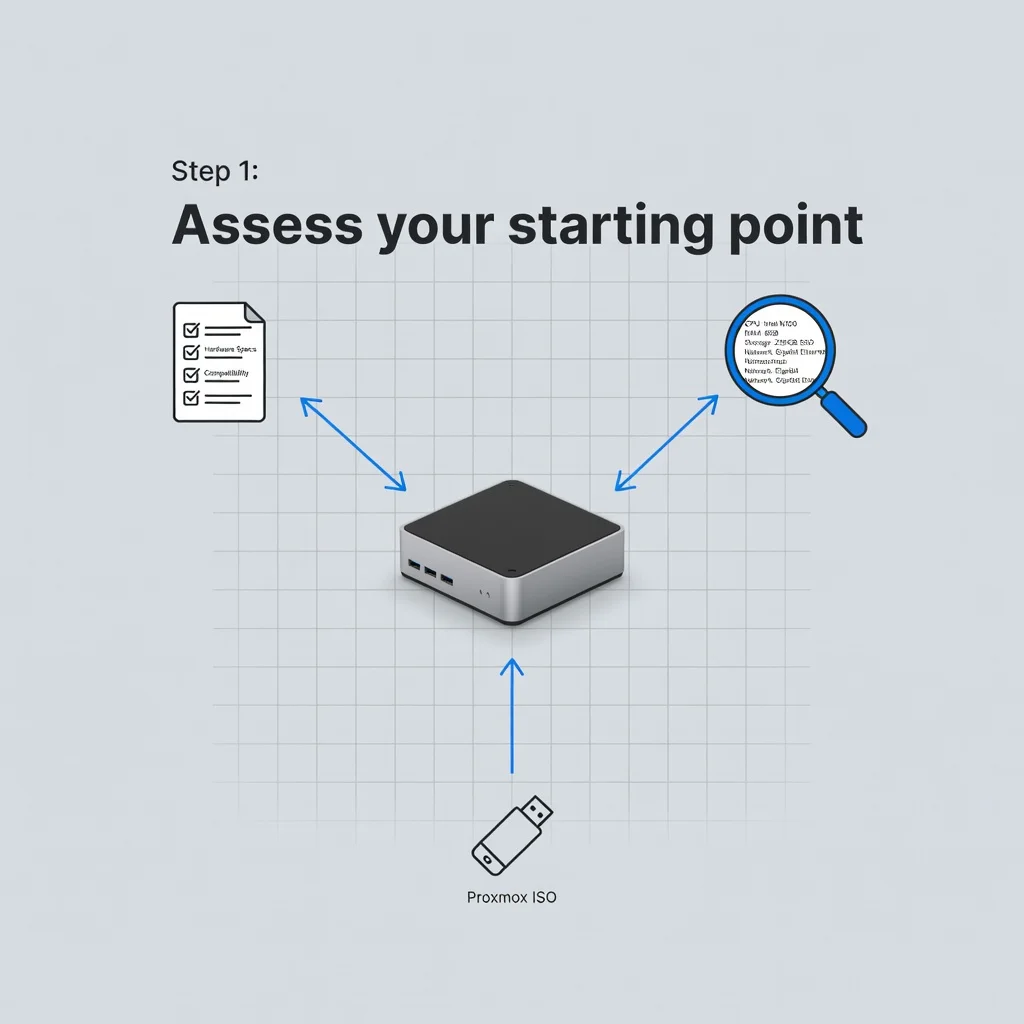 Step 2: Illustration for step: Assess your starting point related to install proxmox lates on mini pc detail