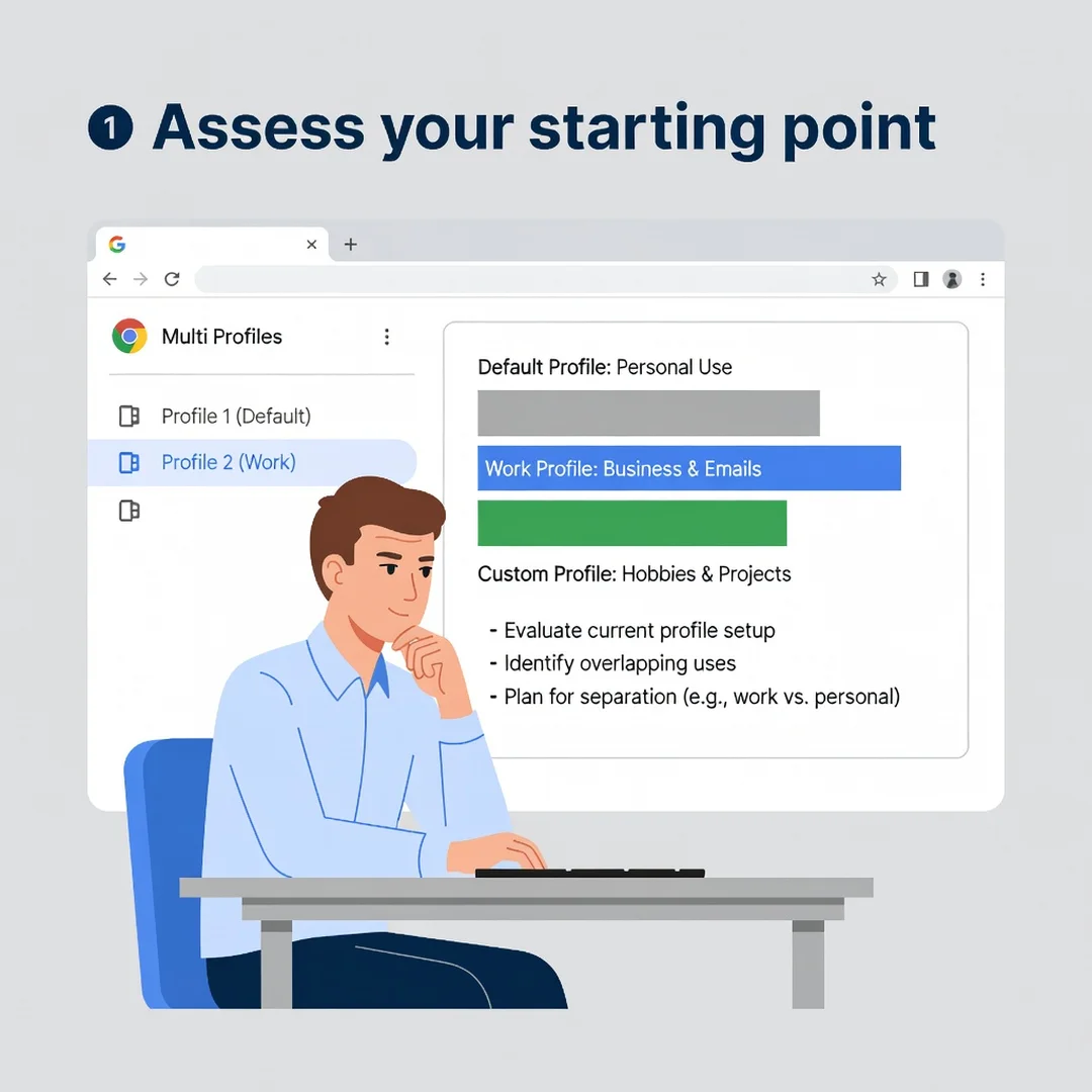 Step 2: Illustration for step: Assess your starting point related to How to use google chrome multi profiles