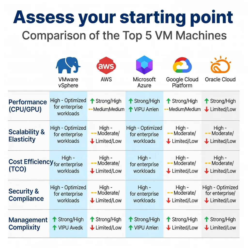 Step 2: Illustration for step: Assess your starting point related to top 5 vm matchines, professional educat