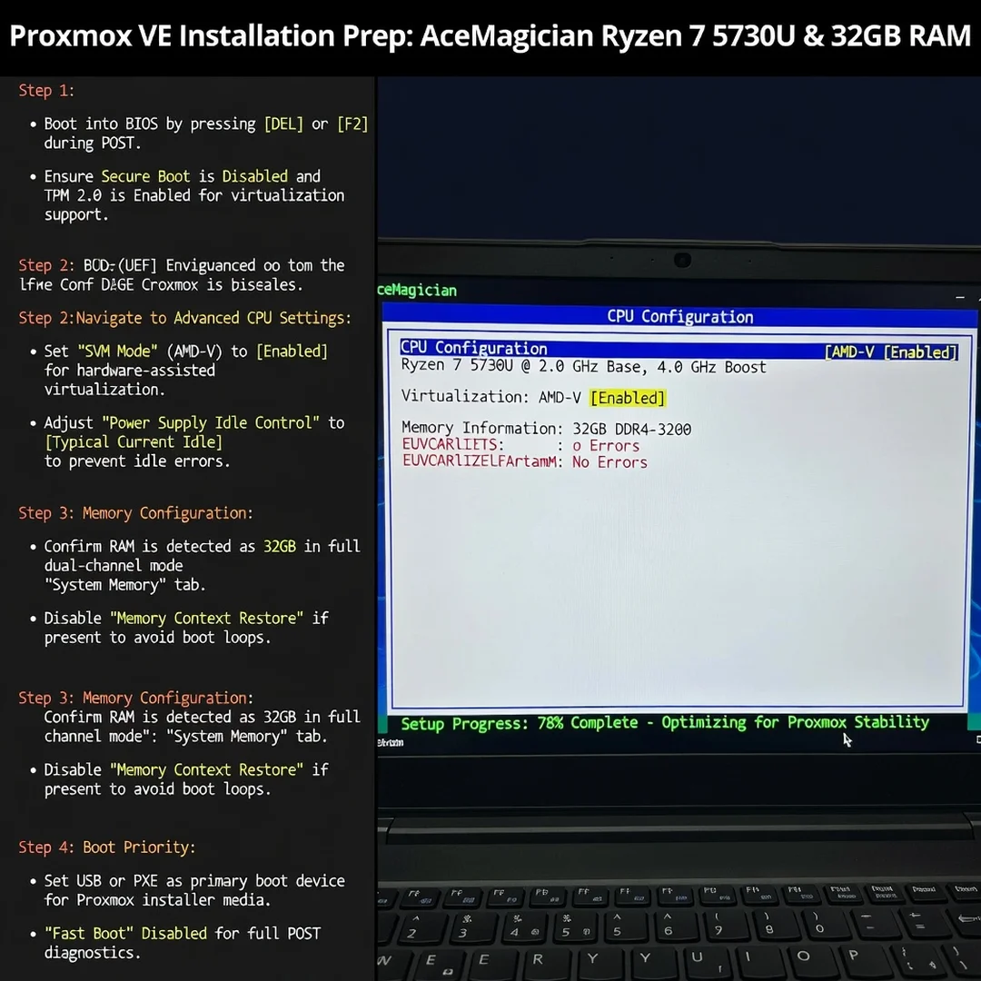 Step 2: Technical tutorial screenshot: Prepare the environment for install proxmox on acemagician with ryzen