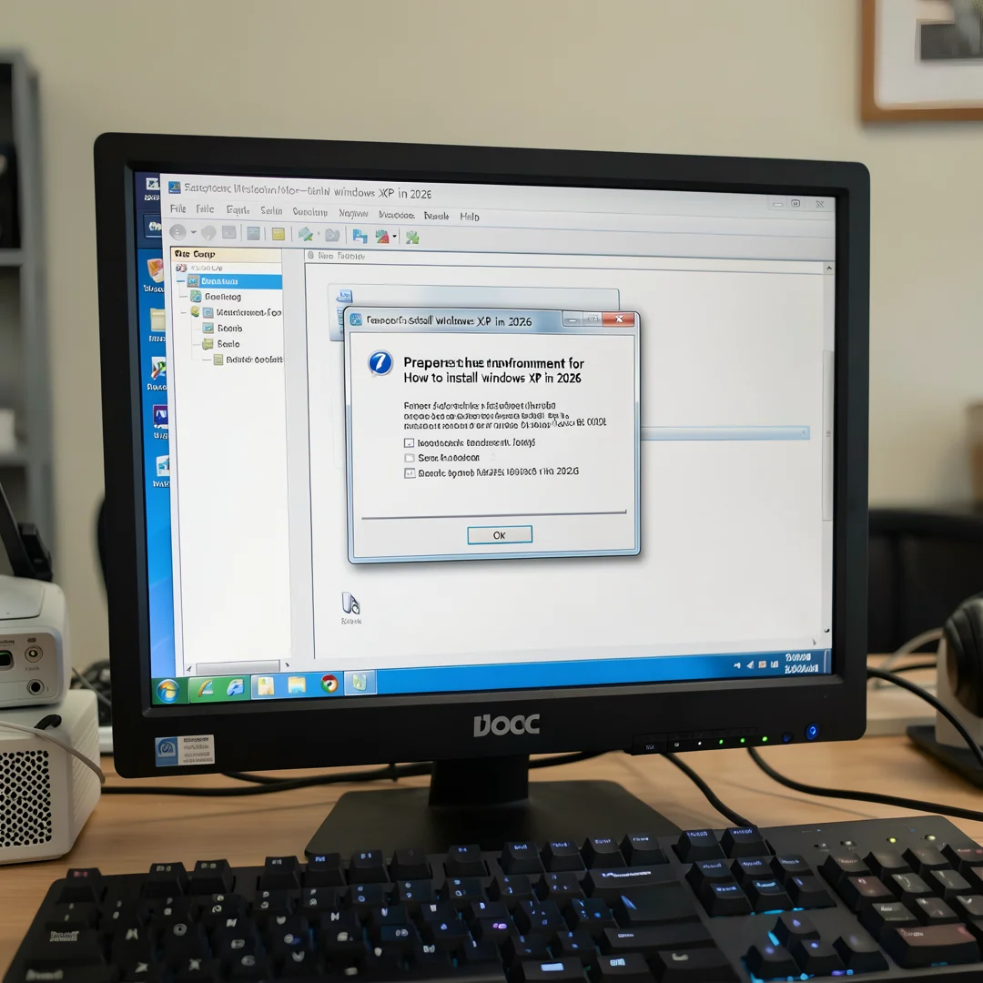 Step 2: Technical tutorial screenshot: Prepare the environment for How to install windows xp in 2026, comput